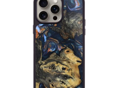 iPhone 15 Pro Max Wood+Resin Phone Case - Lorraine (Teal & Gold, 670137) For Discount