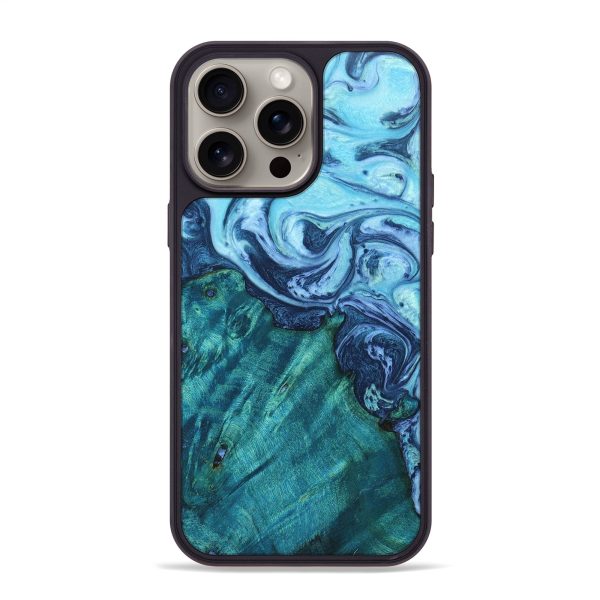 iPhone 15 Pro Max Wood+Resin Phone Case - Rylee (Blue, 670051) Hot on Sale