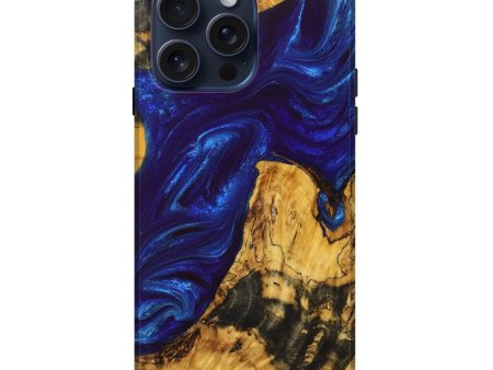 iPhone 15 Pro Max Wood+Resin Live Edge Phone Case - Virgil (Blue, 669263) Cheap