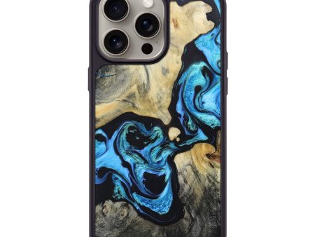 iPhone 15 Pro Max Wood+Resin Phone Case - Erin (Blue, 670079) For Cheap