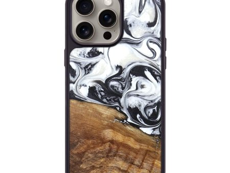 iPhone 15 Pro Max Wood+Resin Phone Case - Sheri (Black & White, 669418) on Sale