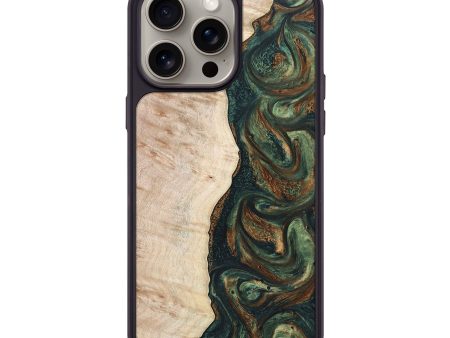 iPhone 15 Pro Max Wood+Resin Phone Case - Hendrix (Green, 668587) on Sale