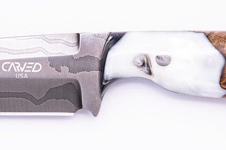 Carved Damascus Field Knife #20648 Discount