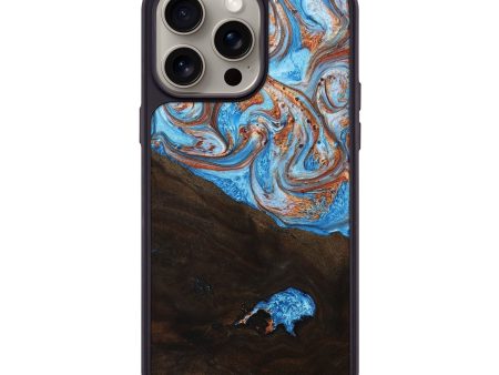 iPhone 15 Pro Max Wood+Resin Phone Case - Lennox (Teal & Gold, 669150) Discount