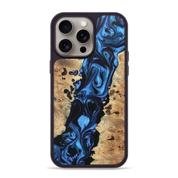 iPhone 15 Pro Max Wood+Resin Phone Case - Arabella (Blue, 669404) on Sale