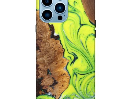 iPhone 14 Pro Max Wood+Resin Live Edge Phone Case - Olivia (Green, 669800) Hot on Sale