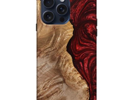 iPhone 15 Pro Max Wood+Resin Live Edge Phone Case - Ryleigh (Red, 669099) Hot on Sale