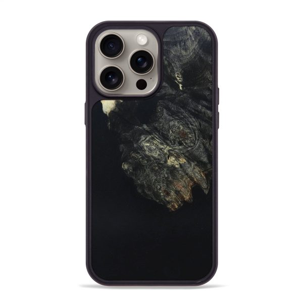 iPhone 15 Pro Max Wood+Resin Phone Case - Flora (Pure Black, 669834) Online Sale