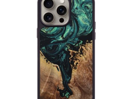 iPhone 15 Pro Max Wood+Resin Phone Case - Vicki (Green, 666748) Online now