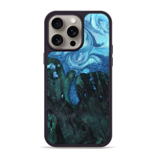 iPhone 15 Pro Max Wood+Resin Phone Case - Tami (Blue, 668489) Online now