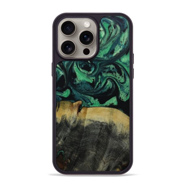 iPhone 15 Pro Max Wood+Resin Phone Case - Khalil (Green, 667696) Discount