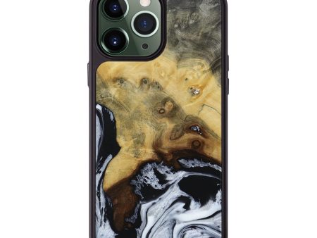 iPhone 13 Pro Max Wood+Resin Phone Case - Trisha (Black & White, 667651) Online Sale