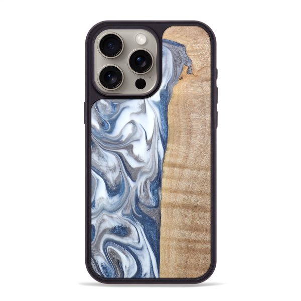 iPhone 15 Pro Max Wood+Resin Phone Case - Nehemiah (Blue, 671025) Online