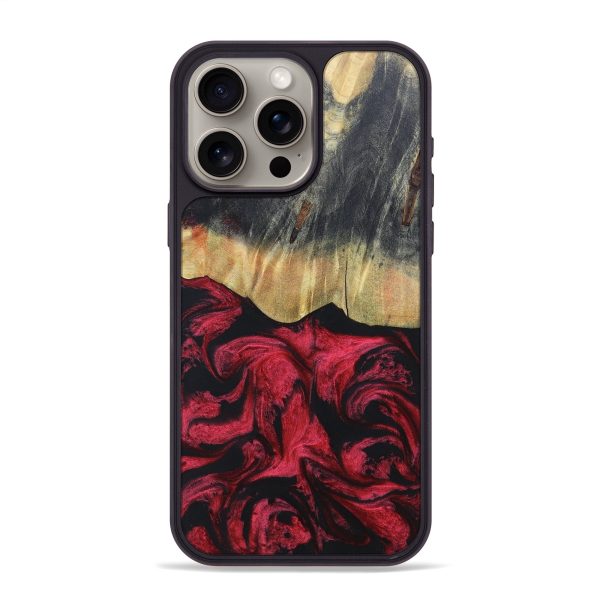 iPhone 15 Pro Max Wood+Resin Phone Case - Ronda (Red, 671090) Supply