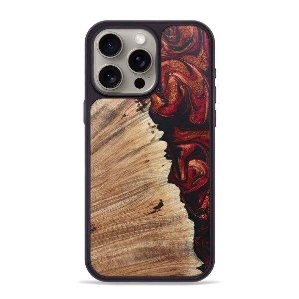 iPhone 15 Pro Max Wood+Resin Phone Case - Eugene (Red, 671106) Supply