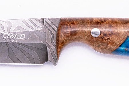 Carved Damascus Field Knife #20664 Online now