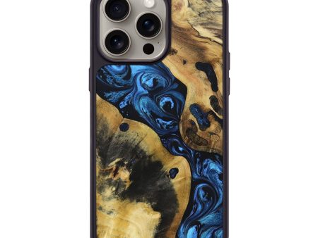 iPhone 15 Pro Max Wood+Resin Phone Case - Nora (Blue, 669378) Online now