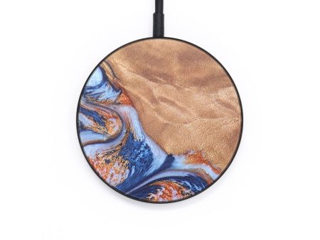 Circle Wood+Resin Wireless Charger - Kash (Teal & Gold, 671394) Supply