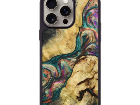 iPhone 15 Pro Max Wood+Resin Phone Case - Jamal (Green, 666757) For Cheap