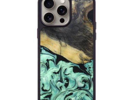 iPhone 15 Pro Max Wood+Resin Phone Case - Cheri (Green, 668615) For Discount