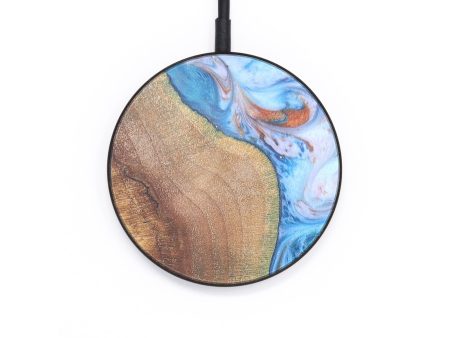 Circle Wood+Resin Wireless Charger - Ismael (Teal & Gold, 671392) Discount