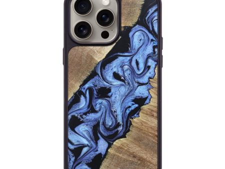 iPhone 15 Pro Max Wood+Resin Phone Case - Tabitha (Blue, 669709) Sale