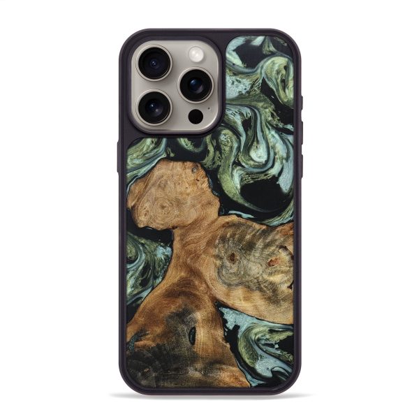 iPhone 15 Pro Max Wood+Resin Phone Case - Ray (Green, 670962) Online Hot Sale