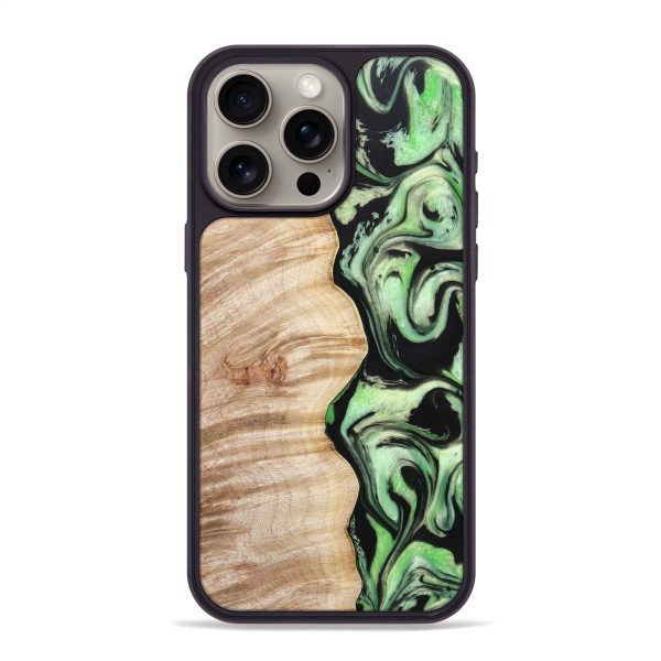 iPhone 15 Pro Max Wood+Resin Phone Case - Moises (Green, 670644) Online Sale