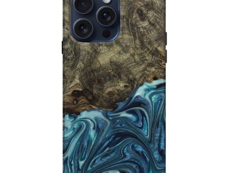 iPhone 15 Pro Max Wood+Resin Live Edge Phone Case - Winston (Blue, 669805) Sale