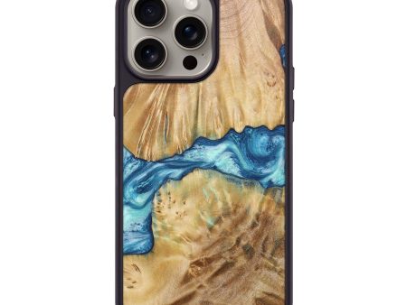 iPhone 15 Pro Max Wood+Resin Phone Case - Dominic (Blue, 668493) For Sale