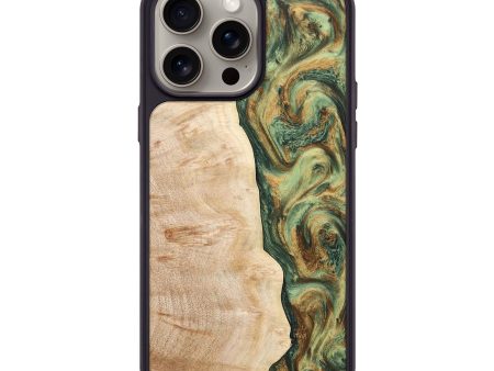 iPhone 15 Pro Max Wood+Resin Phone Case - Max (Green, 670468) Fashion