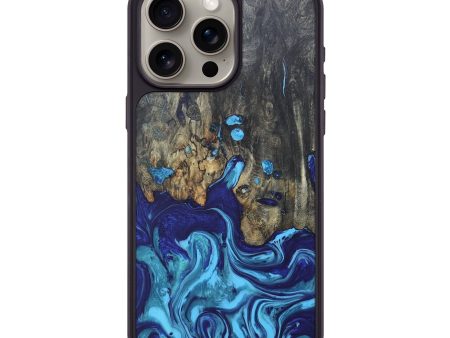 iPhone 15 Pro Max Wood+Resin Phone Case - Monica (Blue, 671625) Cheap