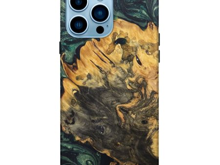 iPhone 14 Pro Max Wood+Resin Live Edge Phone Case - Brenden (Green, 670034) Online Hot Sale