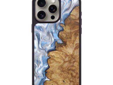 iPhone 15 Pro Max Wood+Resin Phone Case - Lois (Blue, 671027) Supply