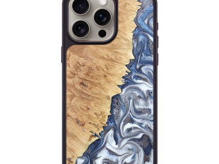 iPhone 15 Pro Max Wood+Resin Phone Case - Kennedi (Blue, 671014) Fashion