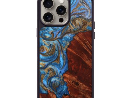 iPhone 15 Pro Max Wood+Resin Phone Case - Nikita (Teal & Gold, 666837) Online