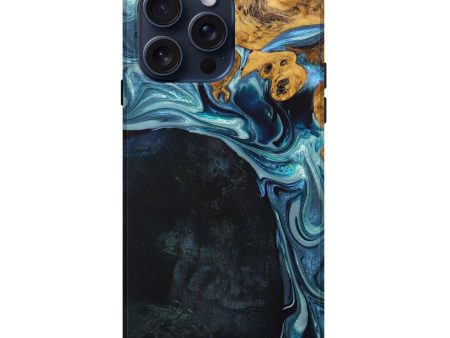 iPhone 15 Pro Max Wood+Resin Live Edge Phone Case - Toni (Blue, 669806) on Sale