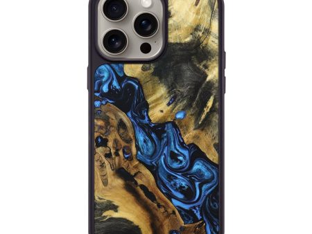 iPhone 15 Pro Max Wood+Resin Phone Case - Lennox (Blue, 669383) Online Sale