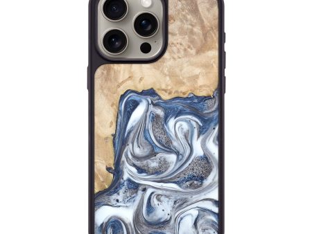 iPhone 15 Pro Max Wood+Resin Phone Case - Esther (Blue, 671022) Online Hot Sale