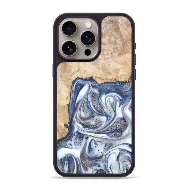 iPhone 15 Pro Max Wood+Resin Phone Case - Esther (Blue, 671022) Online Hot Sale