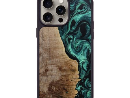 iPhone 15 Pro Max Wood+Resin Phone Case - Wyatt (Green, 667668) on Sale