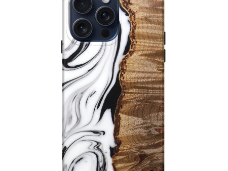 iPhone 15 Pro Max Wood+Resin Live Edge Phone Case - Allen (Black & White, 670533) For Discount