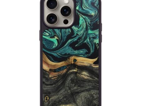 iPhone 15 Pro Max Wood+Resin Phone Case - Carson (Green, 666754) Fashion