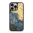 iPhone 15 Pro Max Wood+Resin Phone Case - Theresa (Teal & Gold, 671585) For Sale