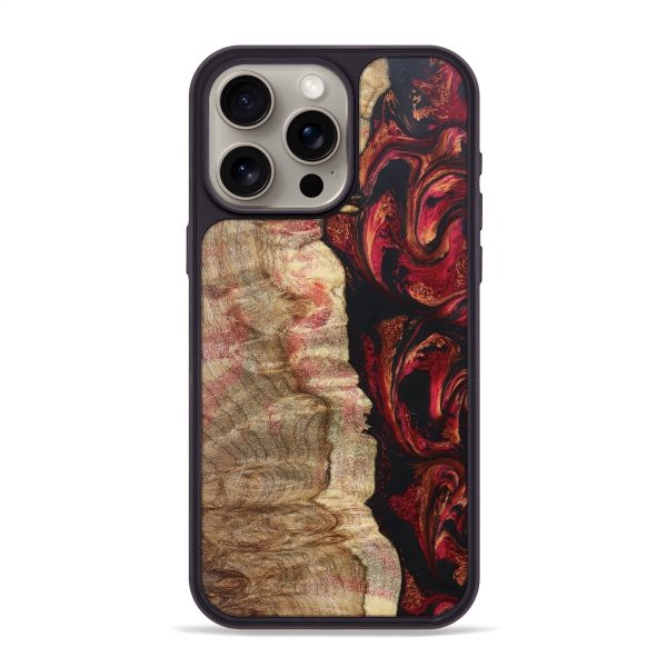 iPhone 15 Pro Max Wood+Resin Phone Case - Nolan (Red, 671101) Fashion