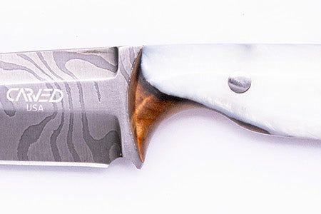 Carved Damascus Field Knife #20647 Discount