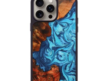 iPhone 15 Pro Max Wood+Resin Phone Case - Ashlyn (Blue, 669386) For Cheap