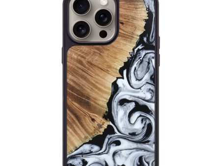 iPhone 15 Pro Max Wood+Resin Phone Case - Clint (Black & White, 667640) on Sale