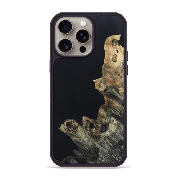 iPhone 15 Pro Max Wood+Resin Phone Case - Joy (Pure Black, 670393) For Cheap