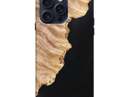 iPhone 15 Pro Max Wood+Resin Live Edge Phone Case - Tami (Pure Black, 669992) Fashion